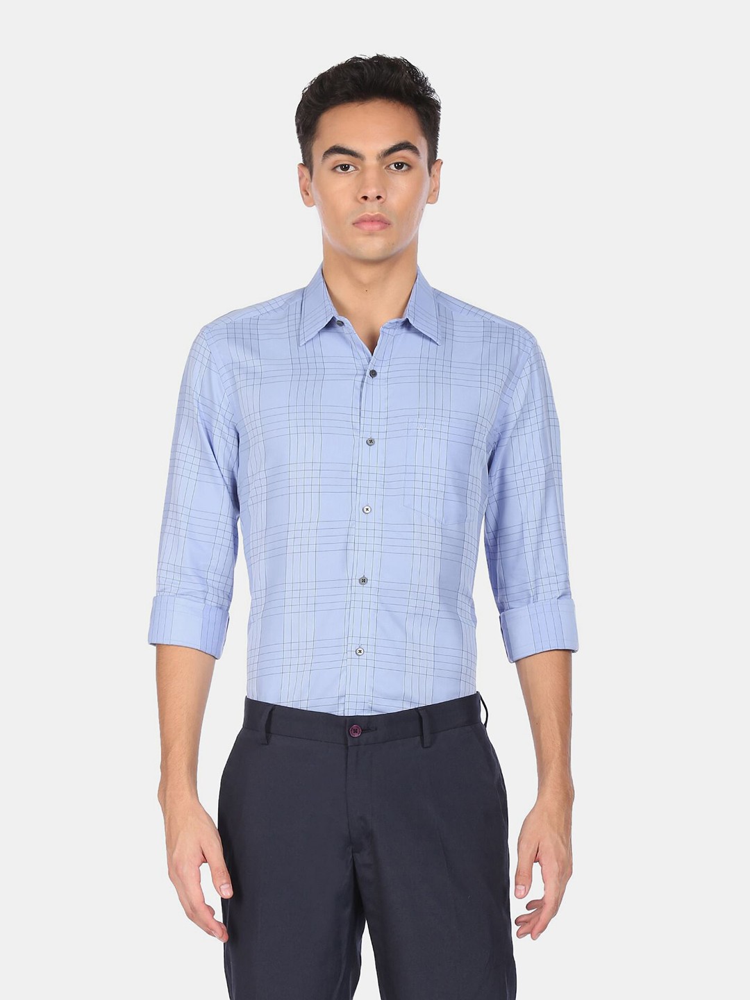 

Arrow Men Blue Checked Formal Shirt