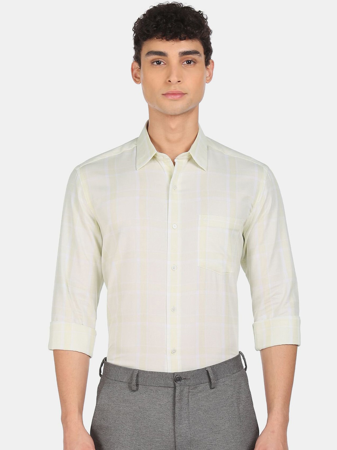 

Arrow New York Men White Checked Cotton Casual Shirt