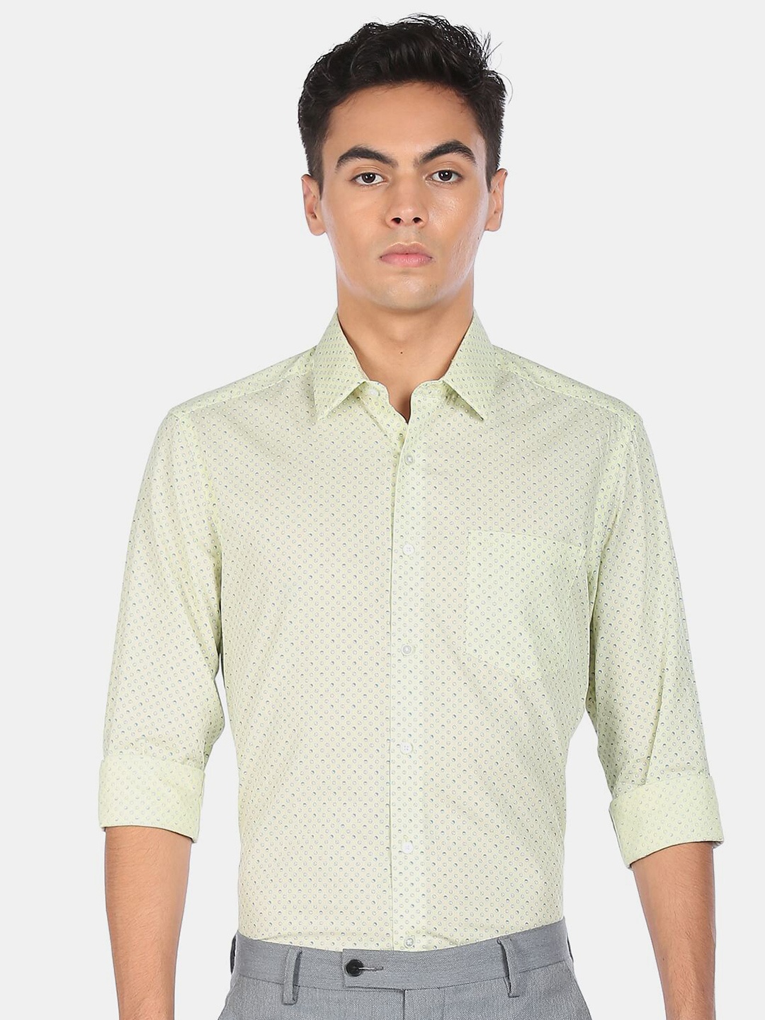 

Arrow New York Men Green Slim Fit Printed Formal Shirt