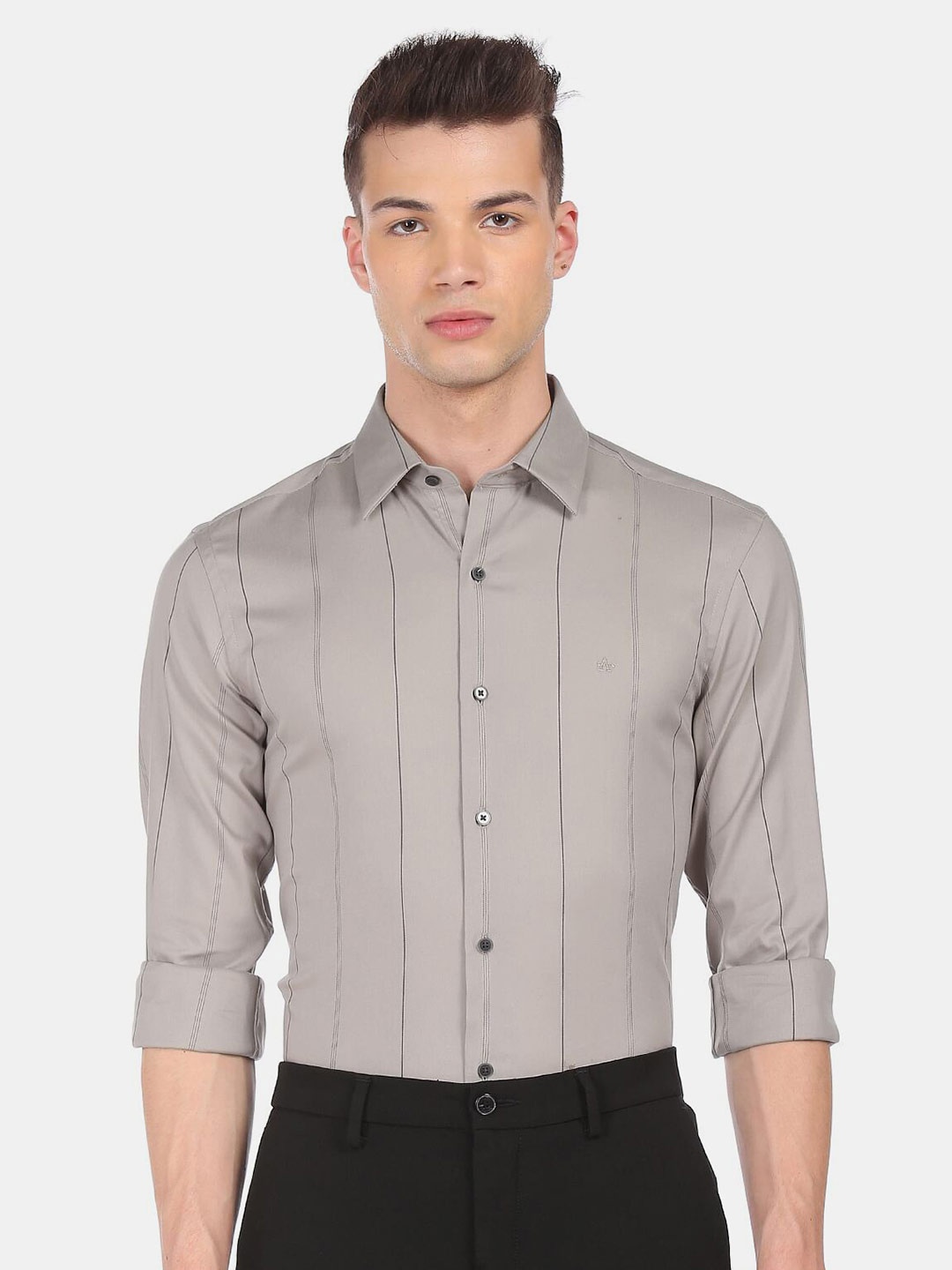 

Arrow New York Men Grey Slim Fit Striped Formal Shirt