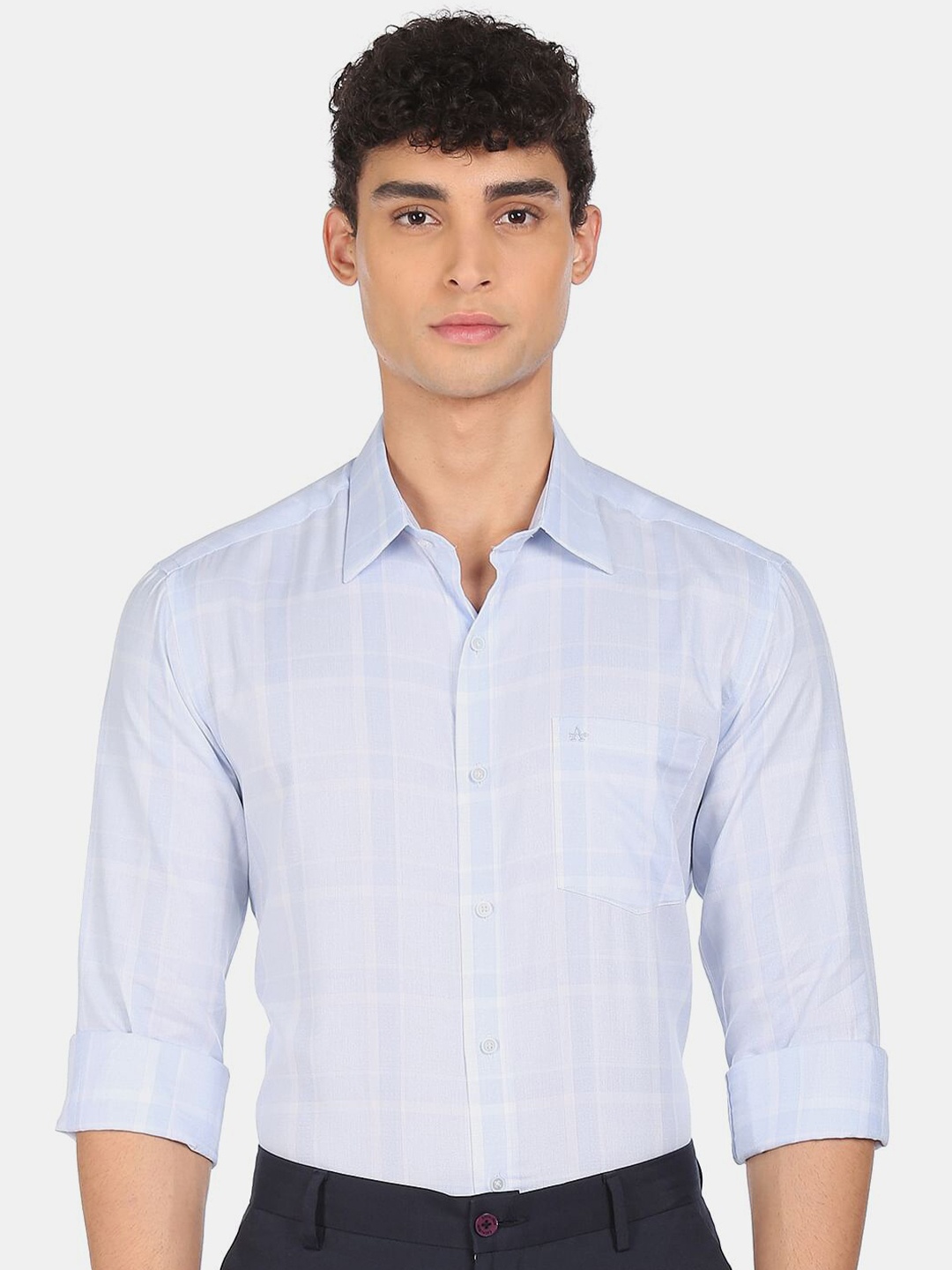 

Arrow New York Men Blue & White Checked Casual Shirt