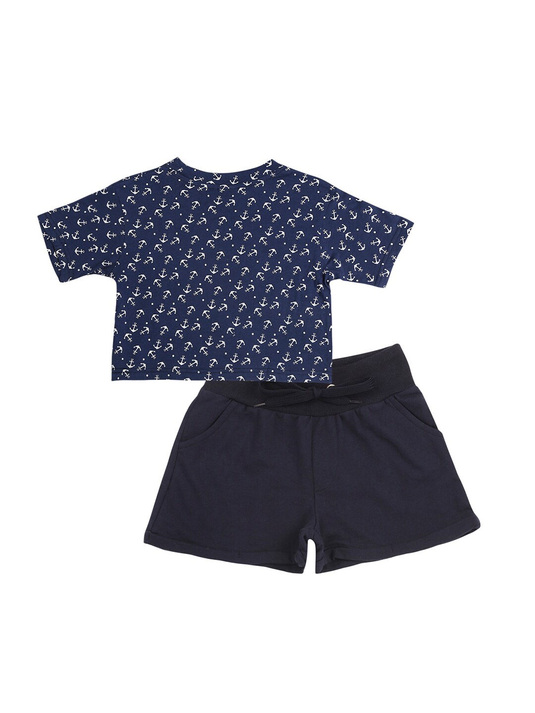 

RAINE AND JAINE Girls Navy Blue Printed T-shirt with Shorts