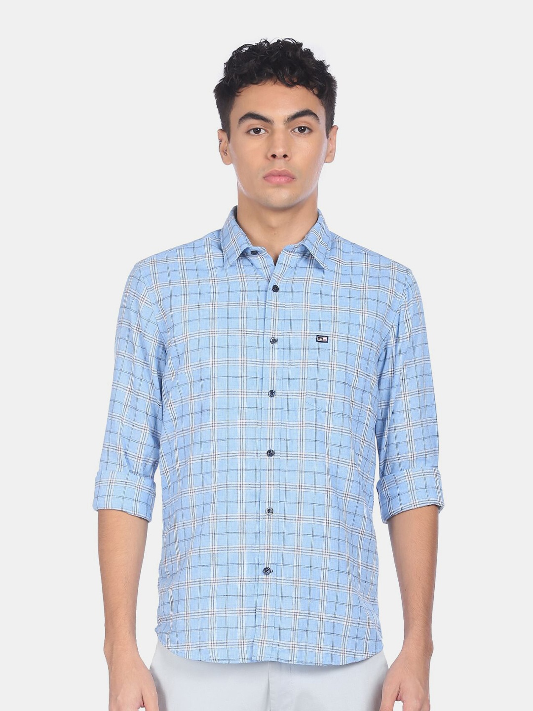 

Arrow Sport Men Blue & White Tartan Checked Casual Shirt