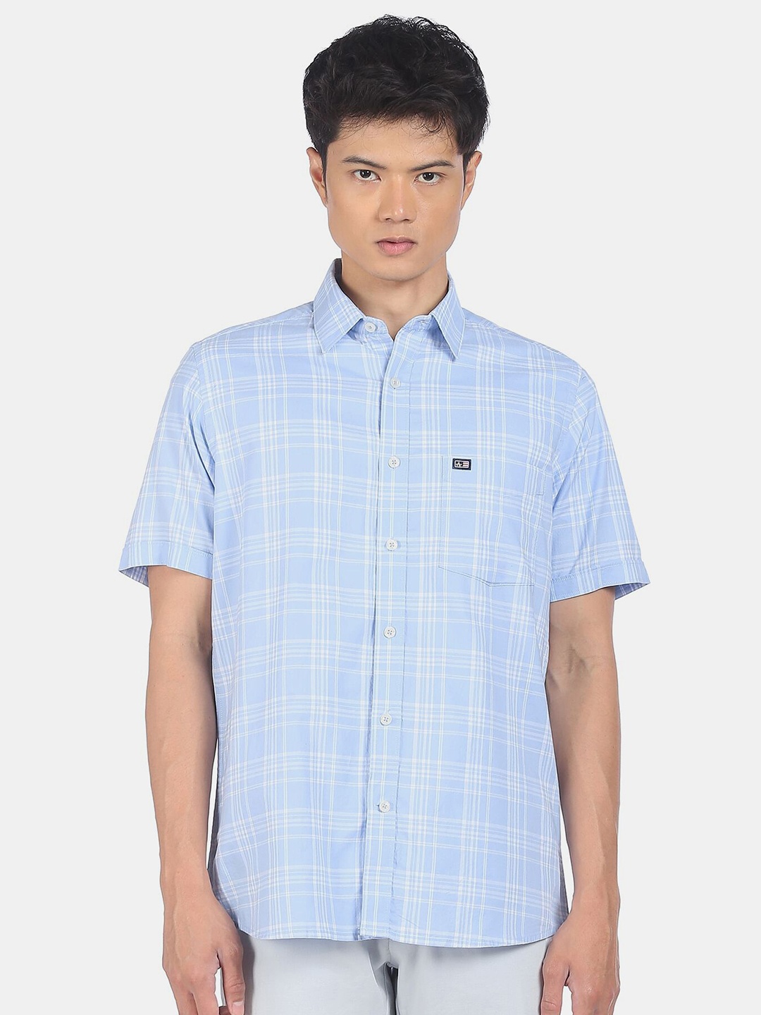 

Arrow Sport Men Blue Checked Pure Cotton Casual Shirt