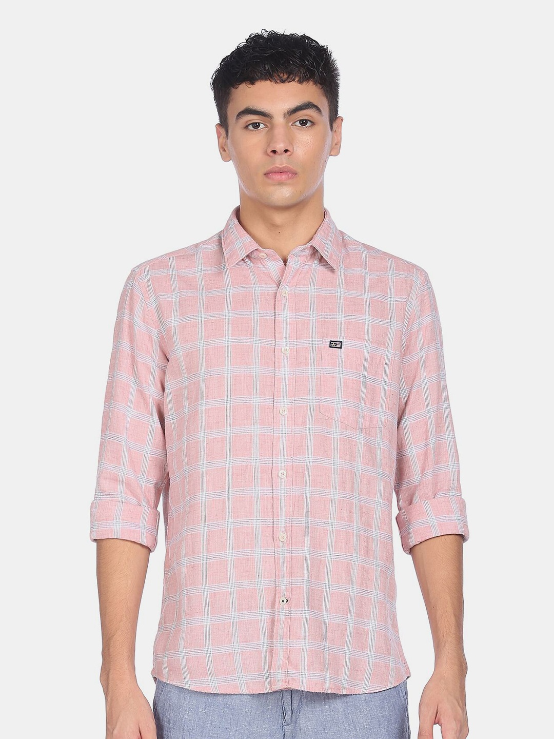 

Arrow Sport Men Pink Checked Casual Shirt