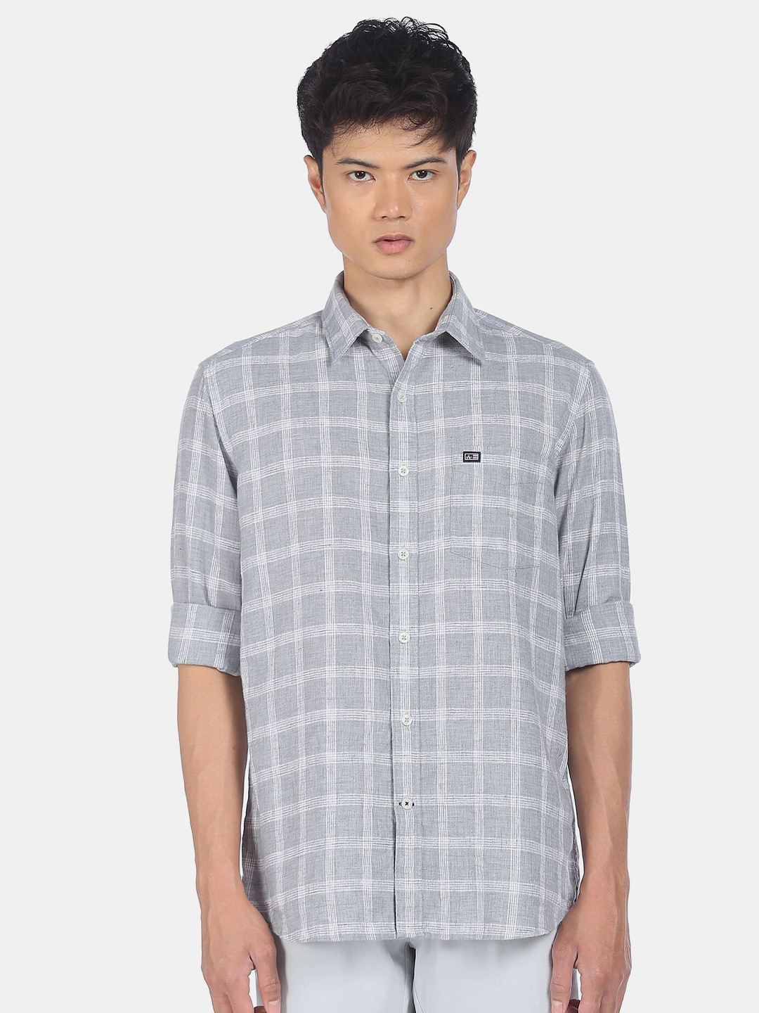 

Arrow Sport Men Grey Checked Casual Shirt