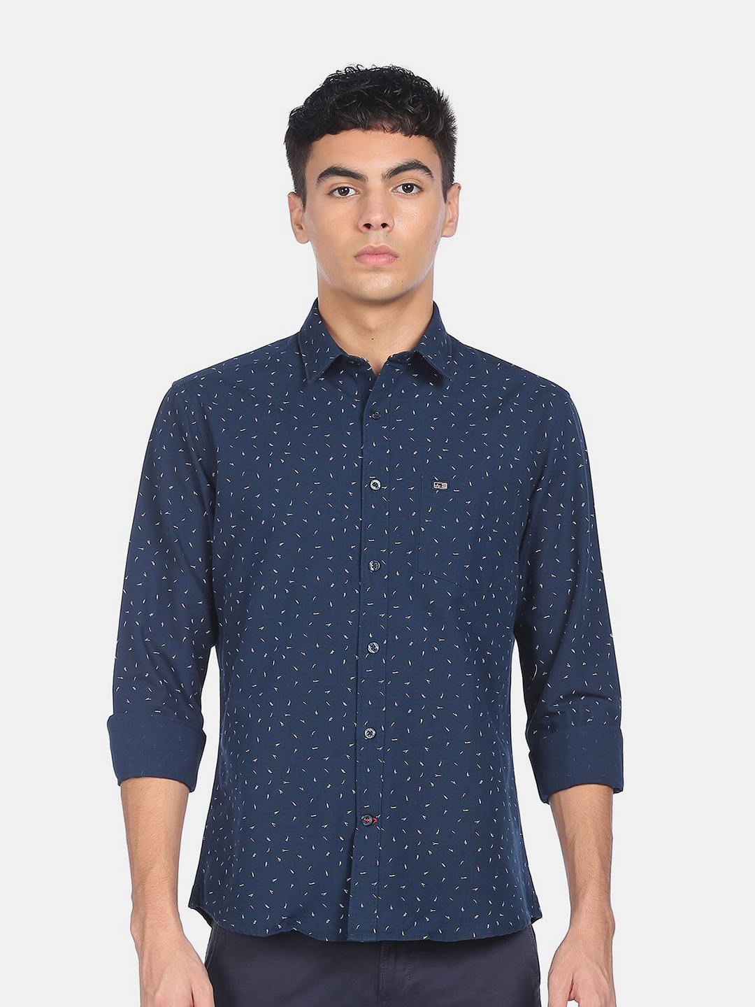 

Arrow Sport Men Navy Blue Printed Cotton Casual Shirt