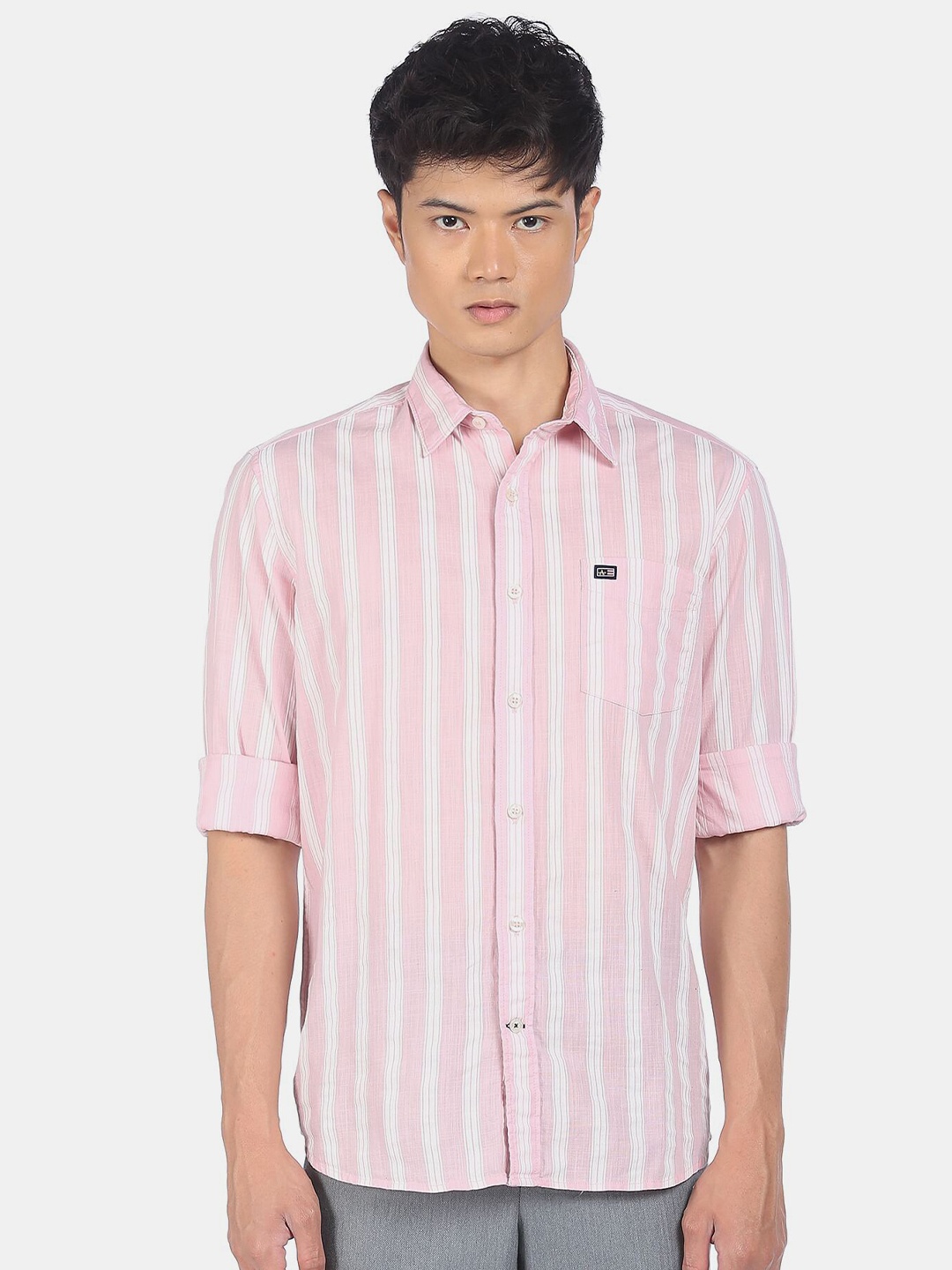 

Arrow Sport Men Pink Striped Cotton Casual Shirt