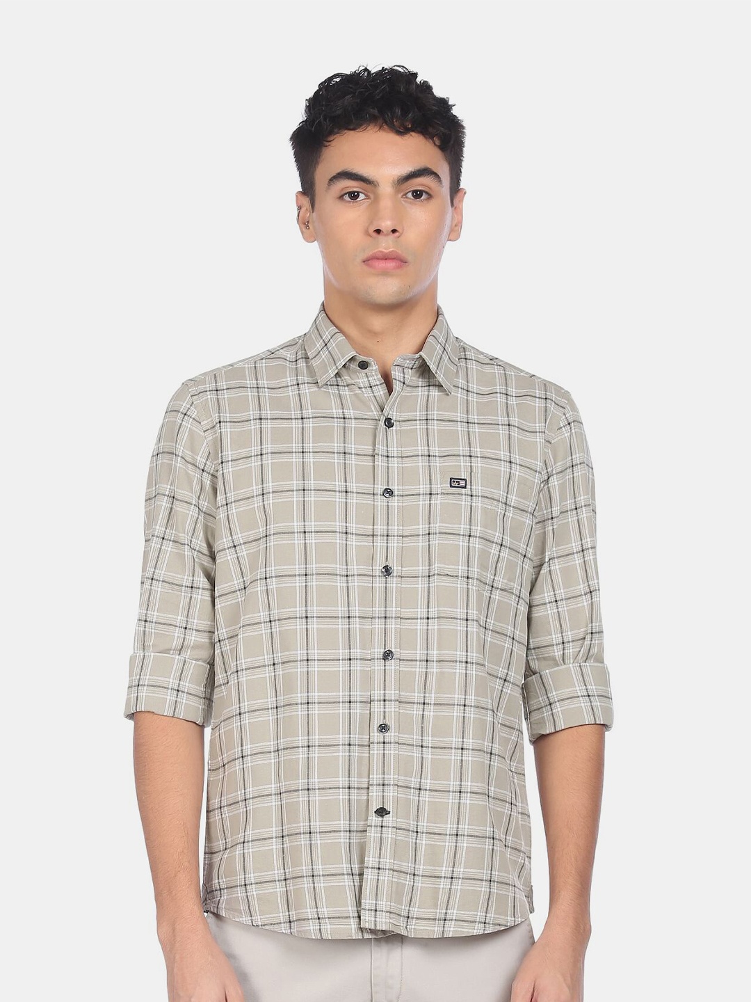 

Arrow Sport Men Grey Checked Cotton Casual Shirt
