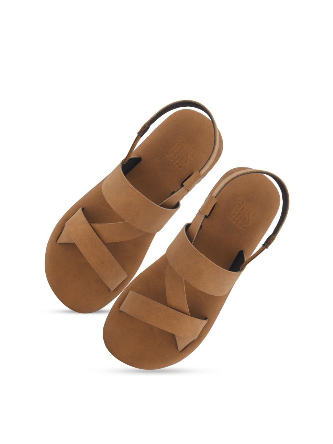 

SKO Boys Tan Brown Solid Leather Comfort Sandals