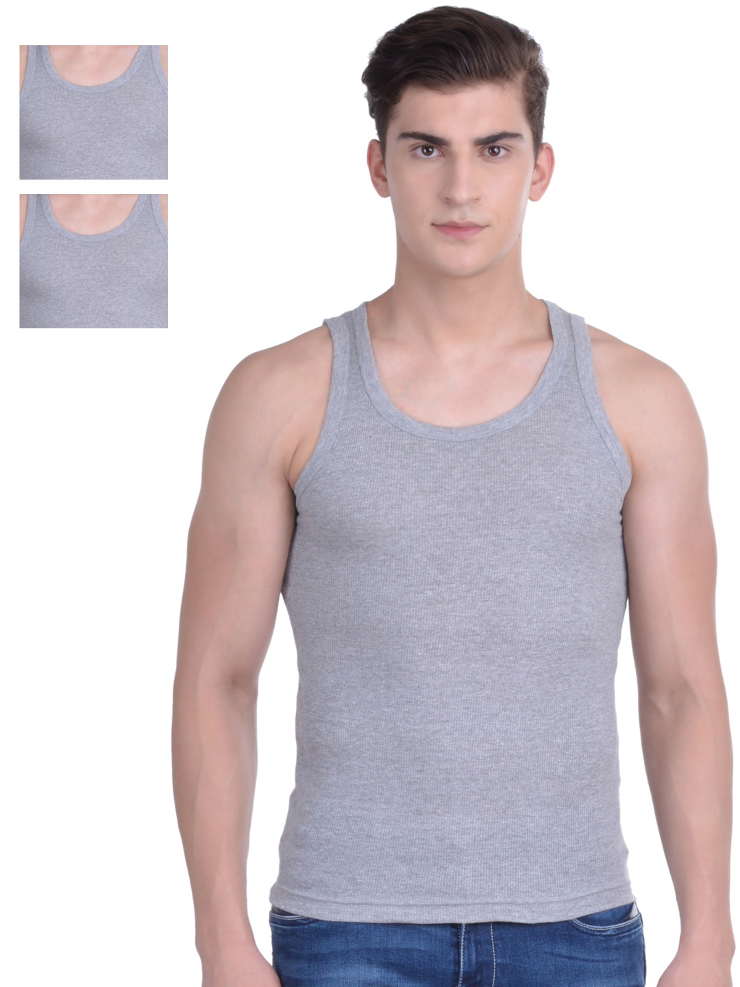 

Force NXT Pack of 3 Grey Assorted Innerwear Vests MNFR-236-po3