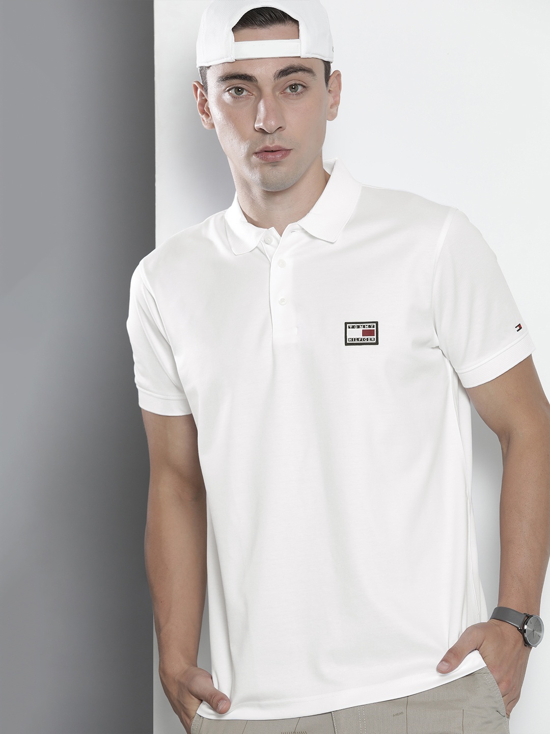 

Tommy Hilfiger Men White Polo Collar Casual T-shirt