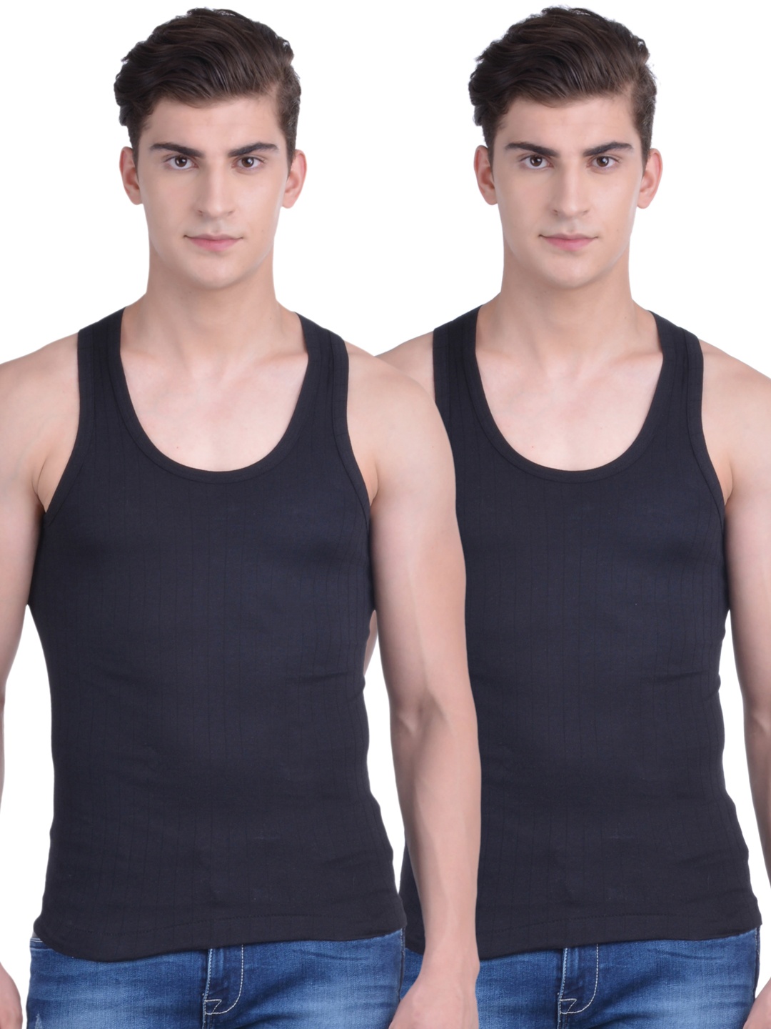 

Force NXT Men Black Pack of 2 Assorted Innerwear Vests MNFR-241