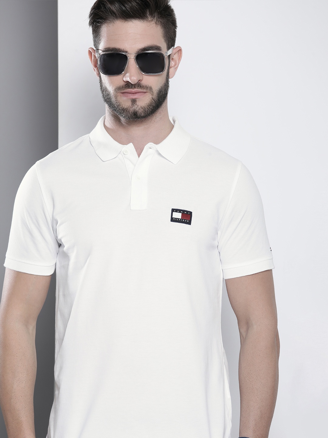 

Tommy Hilfiger Men White Polo Collar Slim Fit T-shirt