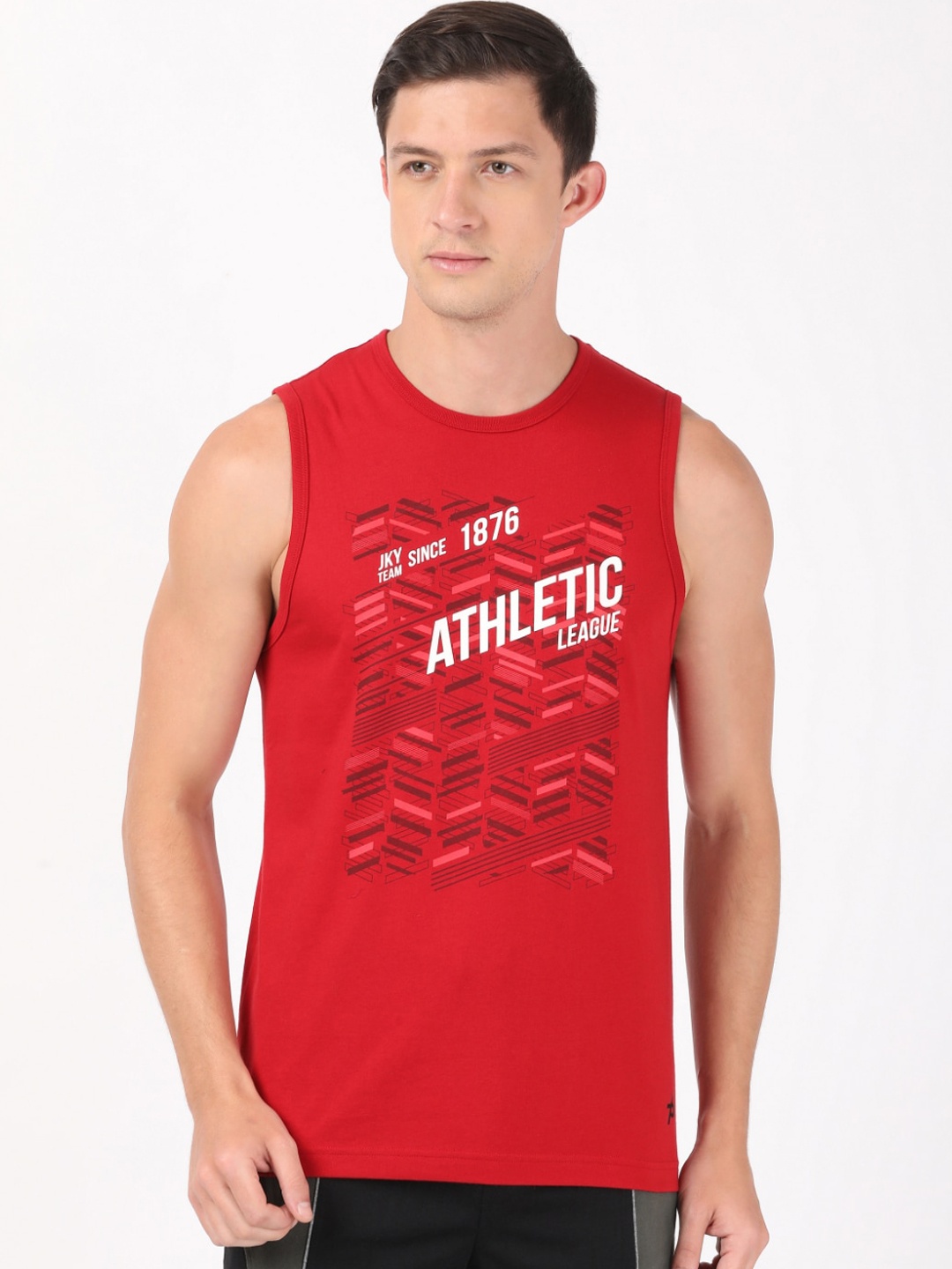 

Jockey Men Red Printed Cotton Lounge T-shirt