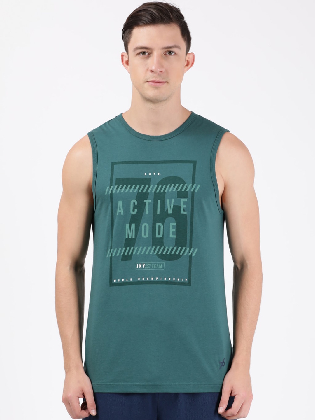 

Jockey Men Teal Green Printed Cotton Lounge T-Shirt