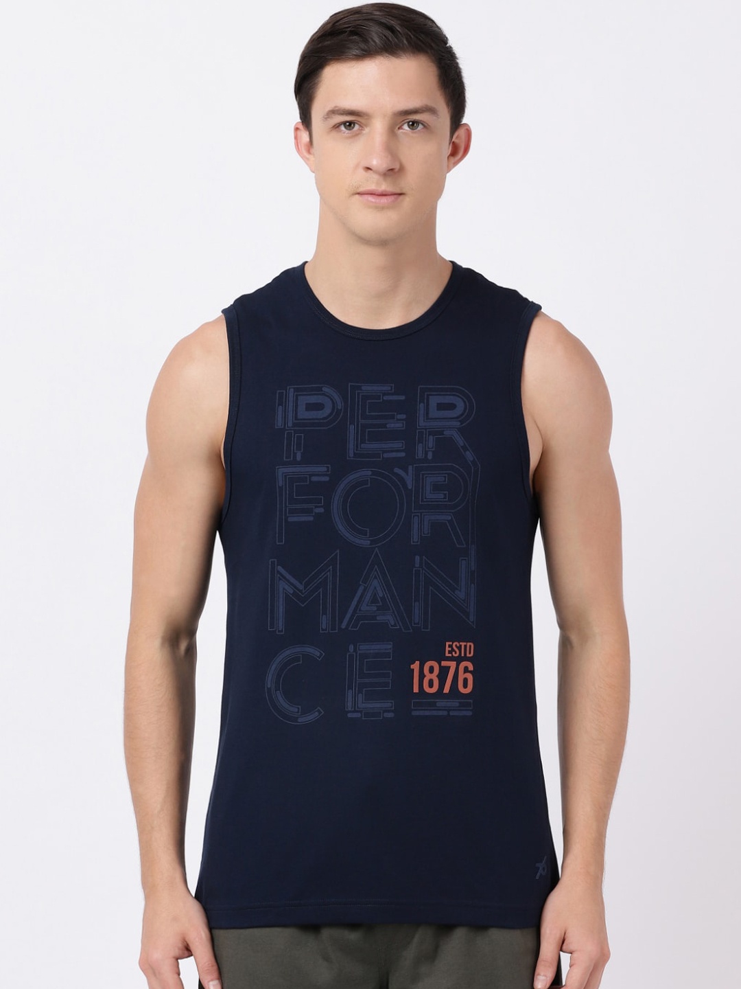

Jockey Men Navy Blue Printed Cotton Lounge Tshirts