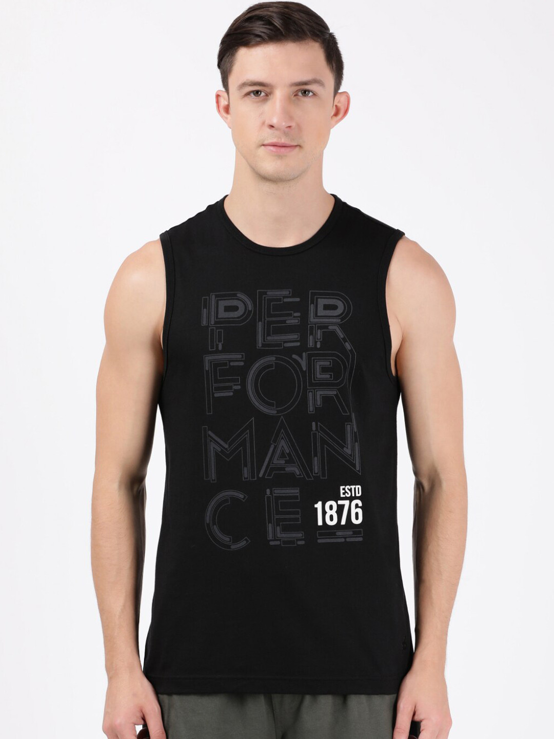 

Jockey Men Black Typography Printed Pure Cotton Lounge T-shirt