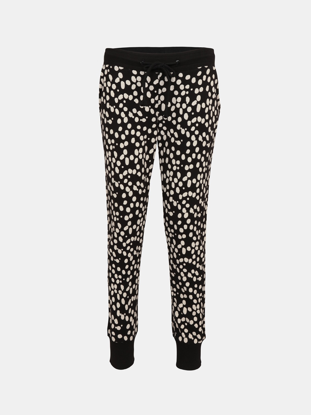 

Jockey Girls Black & Cream-Coloured Polka Dot Printed Slim Fit Joggers