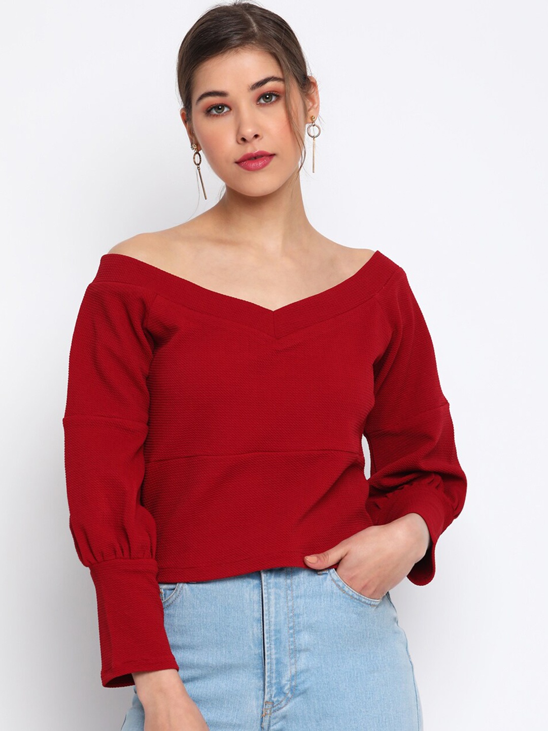 

Mayra Red V-neck Top
