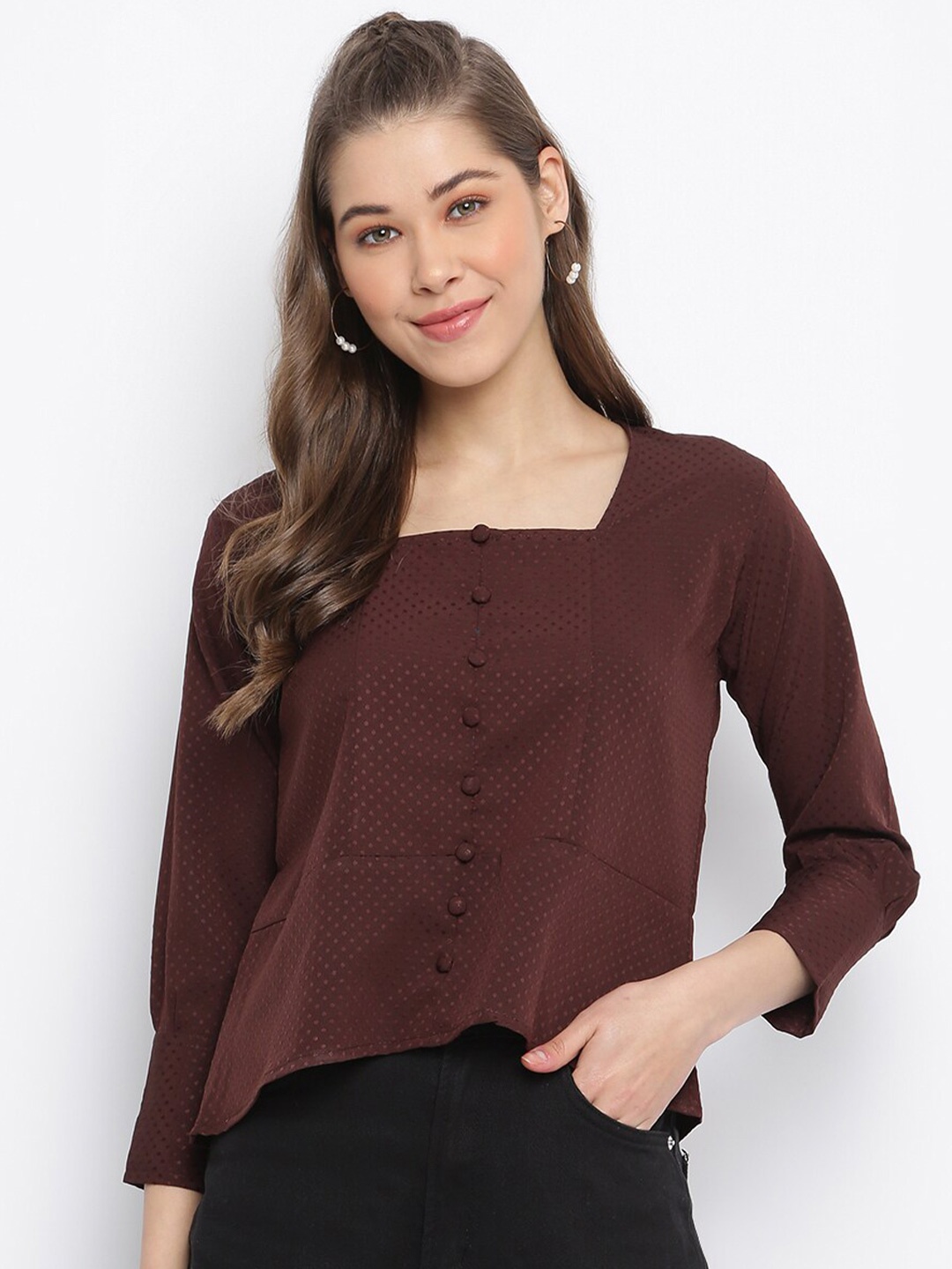 

Mayra Brown Crepe Top