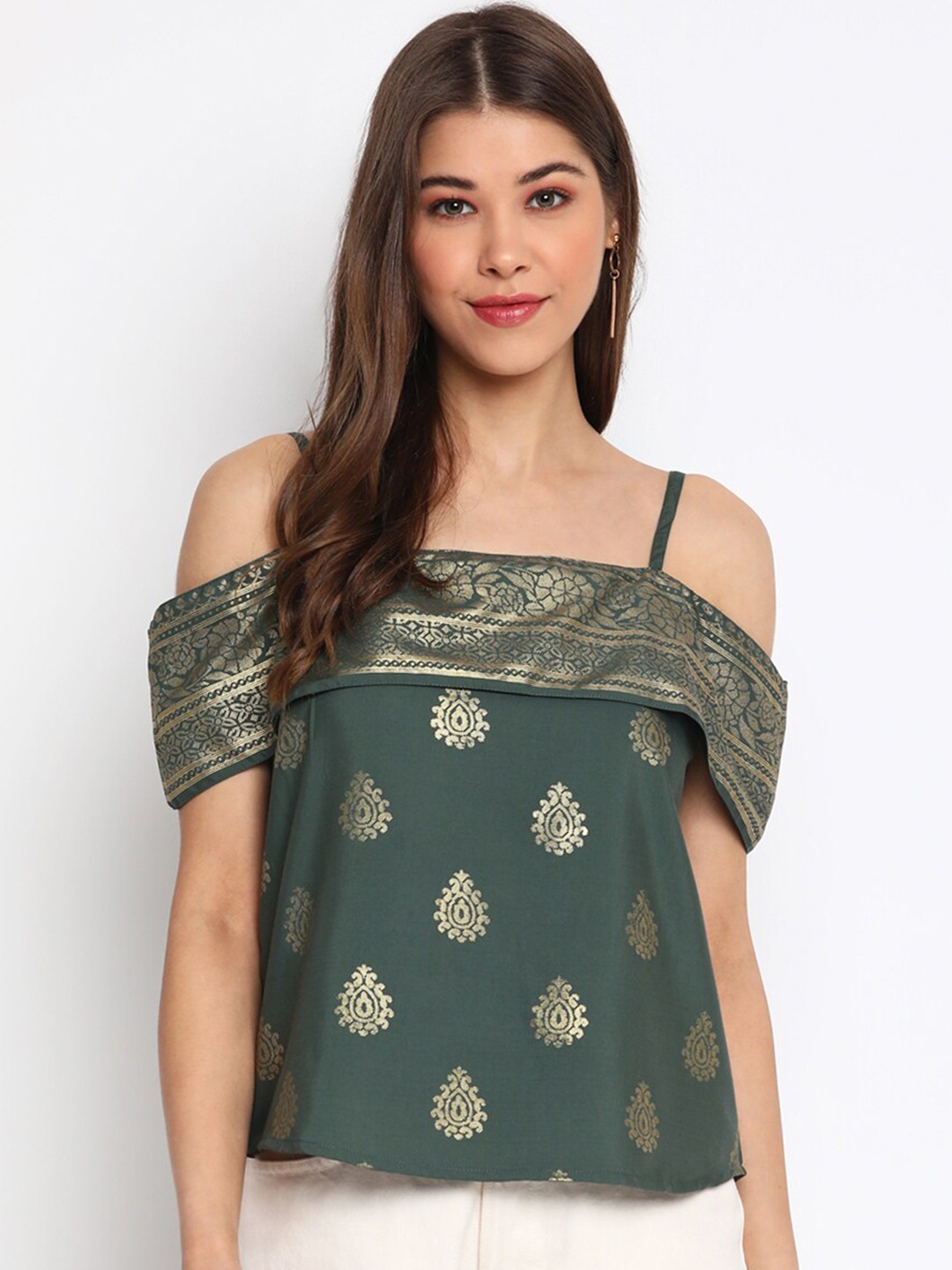 

Mayra Green Print Crepe Top