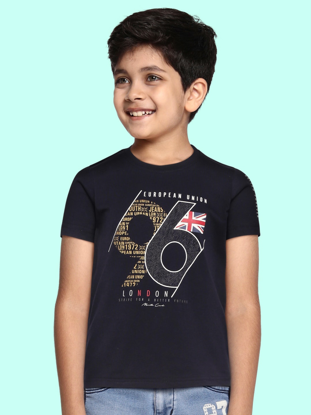 

Monte Carlo Boys Navy Blue & White Typography Printed Pure Cotton T-shirt