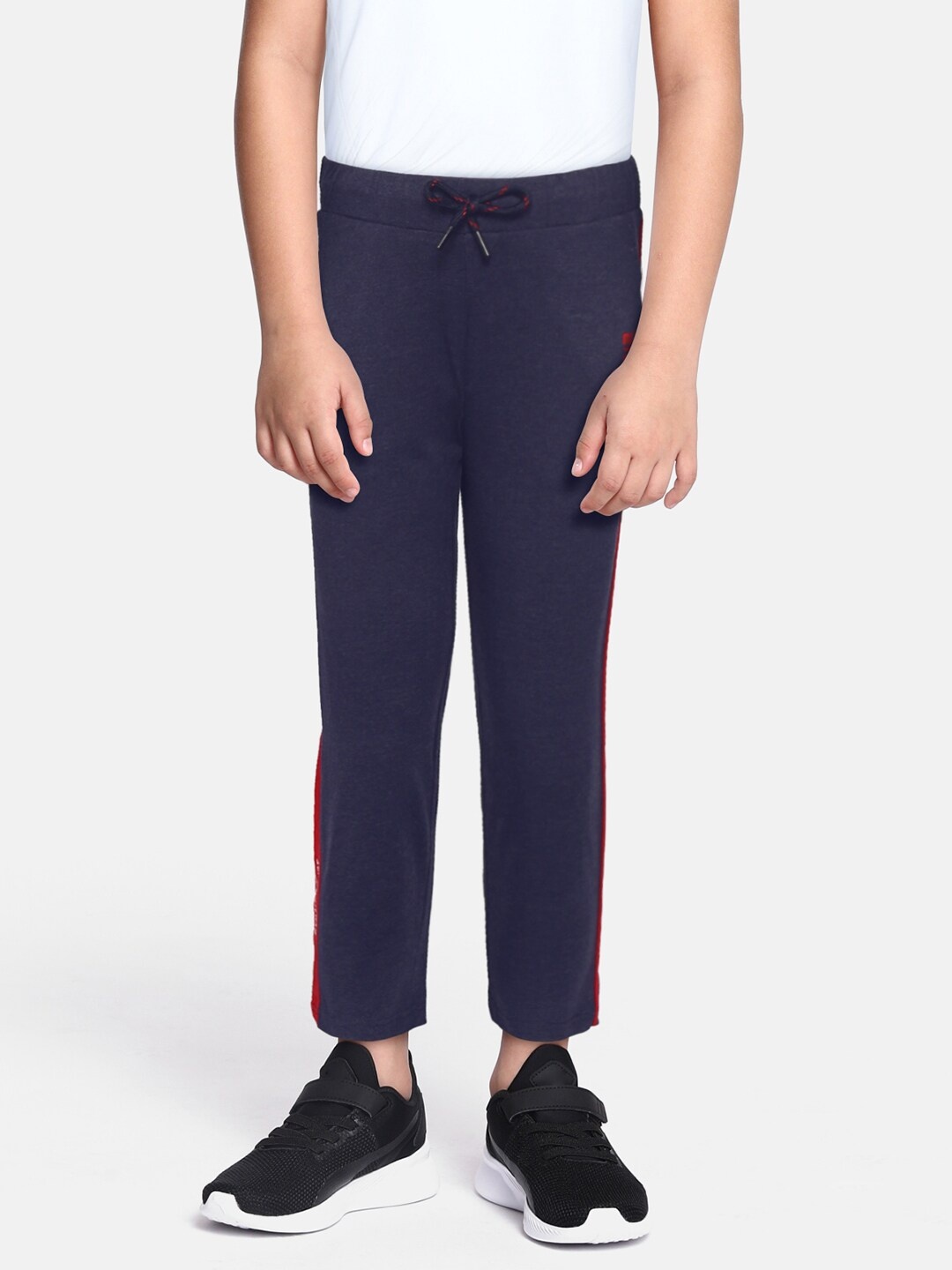 

Monte Carlo Boys Navy Blue & Red Pure Cotton Solid Track Pants