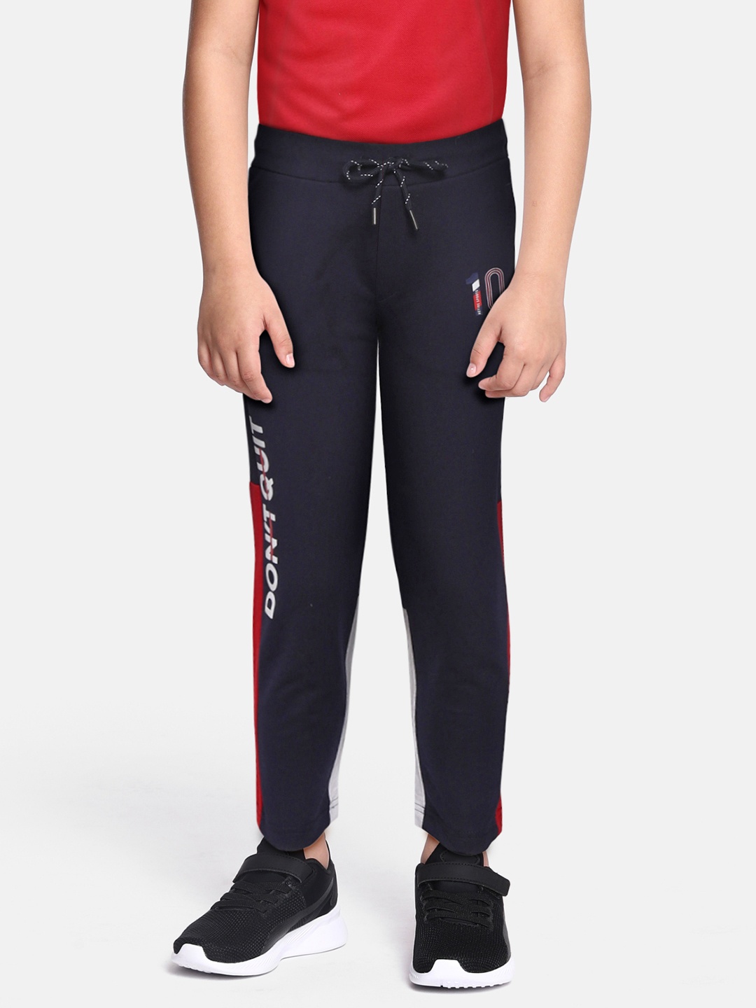

Monte Carlo Boys Navy Blue & Red Pure Cotton Typography Print Track Pants