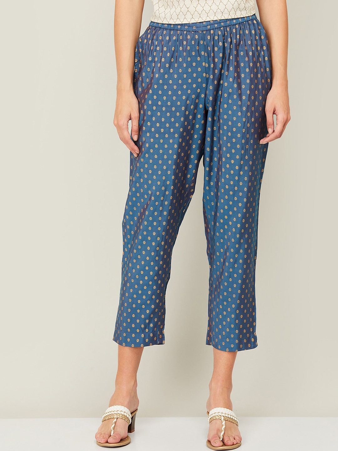 

Melange by Lifestyle Women Blue Ethnic Motifs Printed Trousers