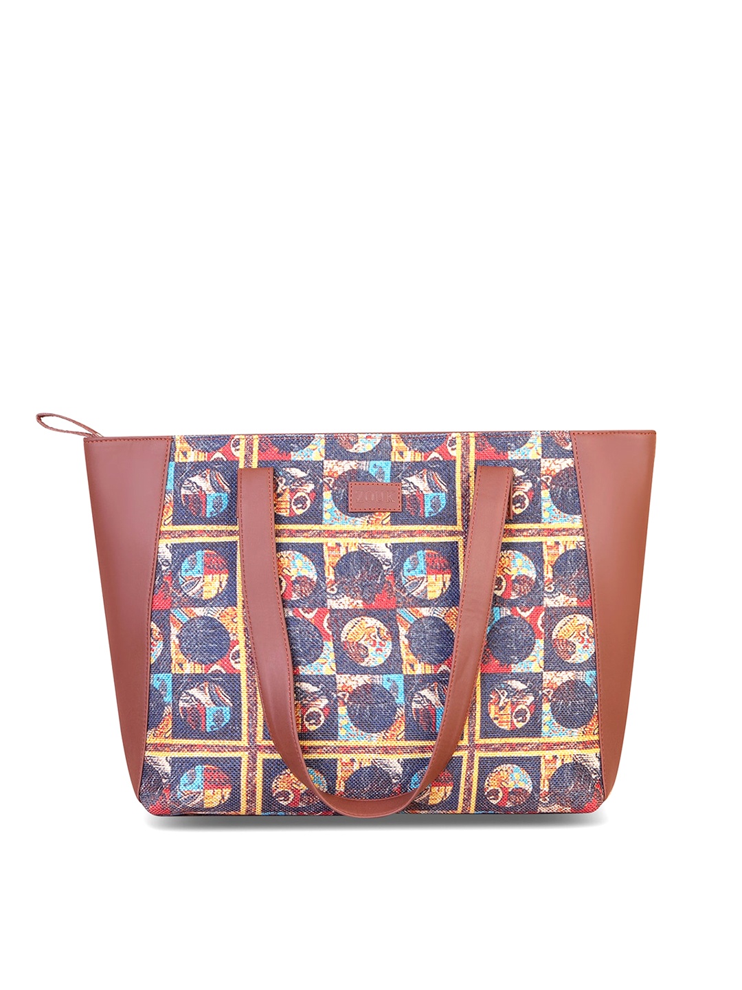 

ZOUK Brown Printed Shopper Tote Bag