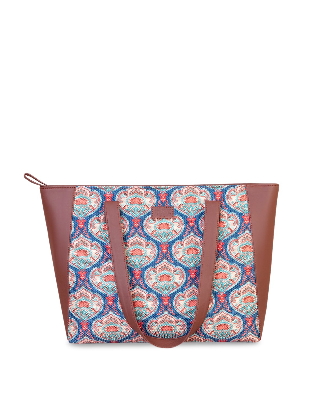 

ZOUK Blue Ethnic Motifs Printed Structured Tote Bag