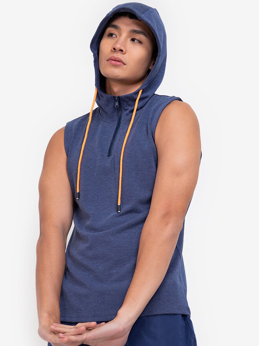

ZALORA ACTIVE Men Navy Blue Hooded Sweatshirt