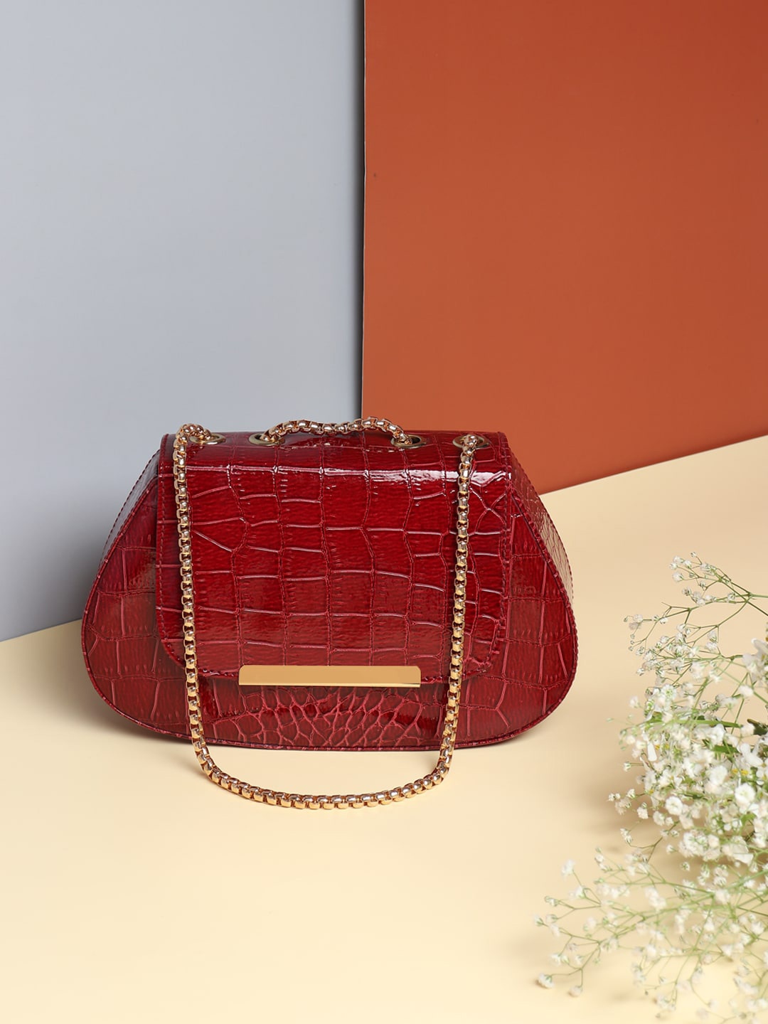 

Apsis Maroon Animal Textured Structured Sling Bag
