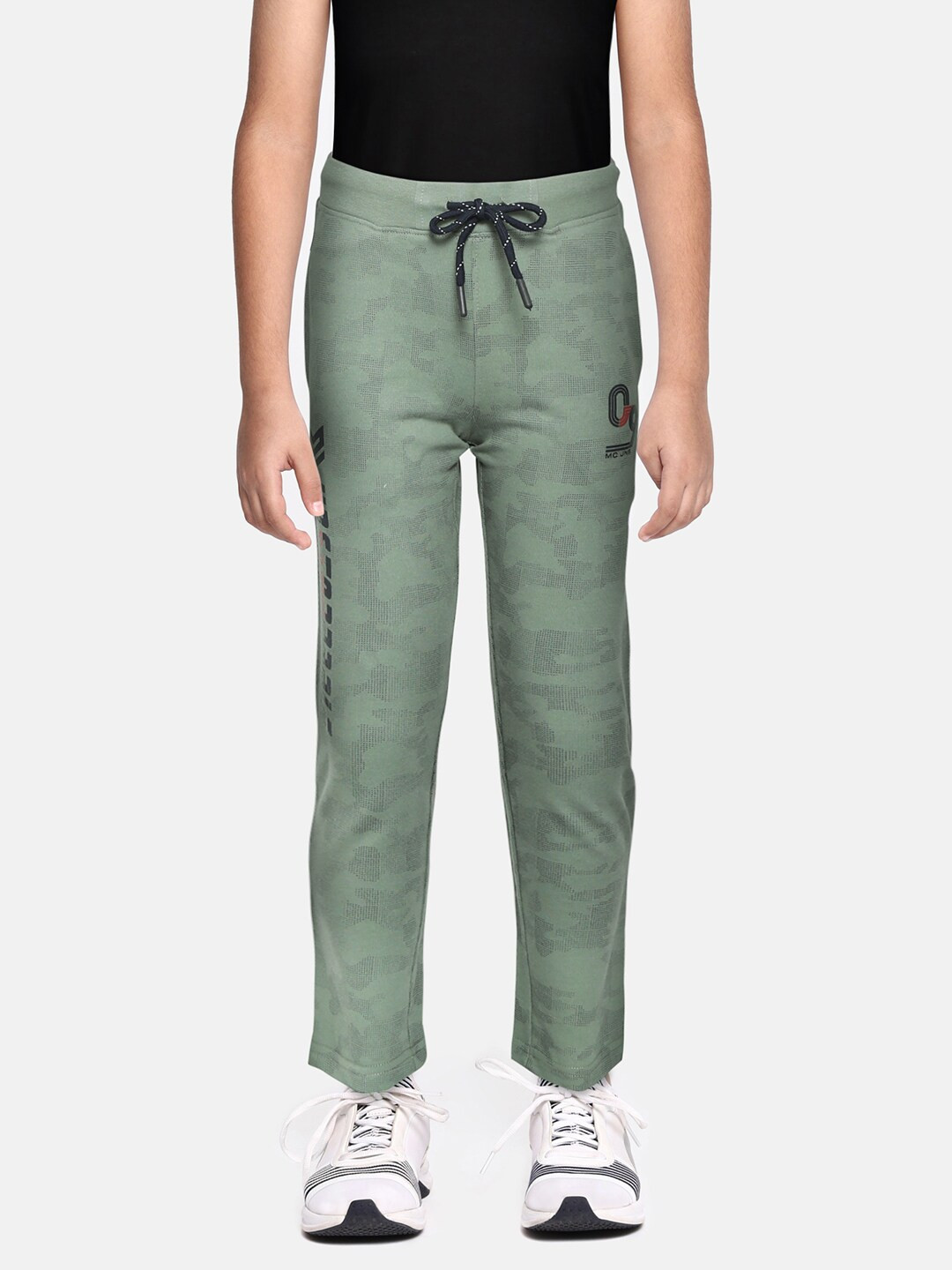 

Monte Carlo Boys Olive Green & Black Printed Track Pants