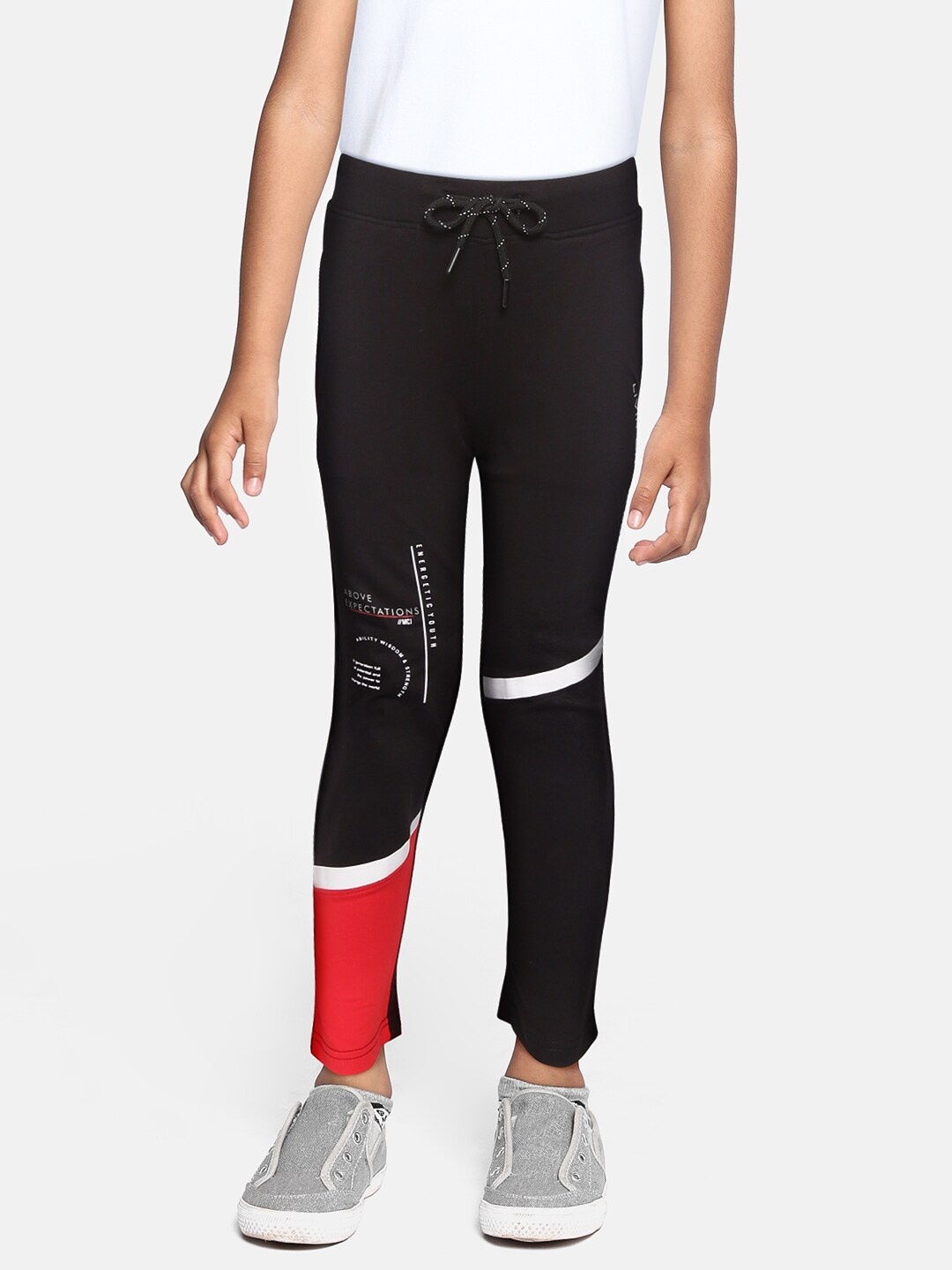 

Monte Carlo Boys Black & Red Pure Cotton Typography Print Track Pants