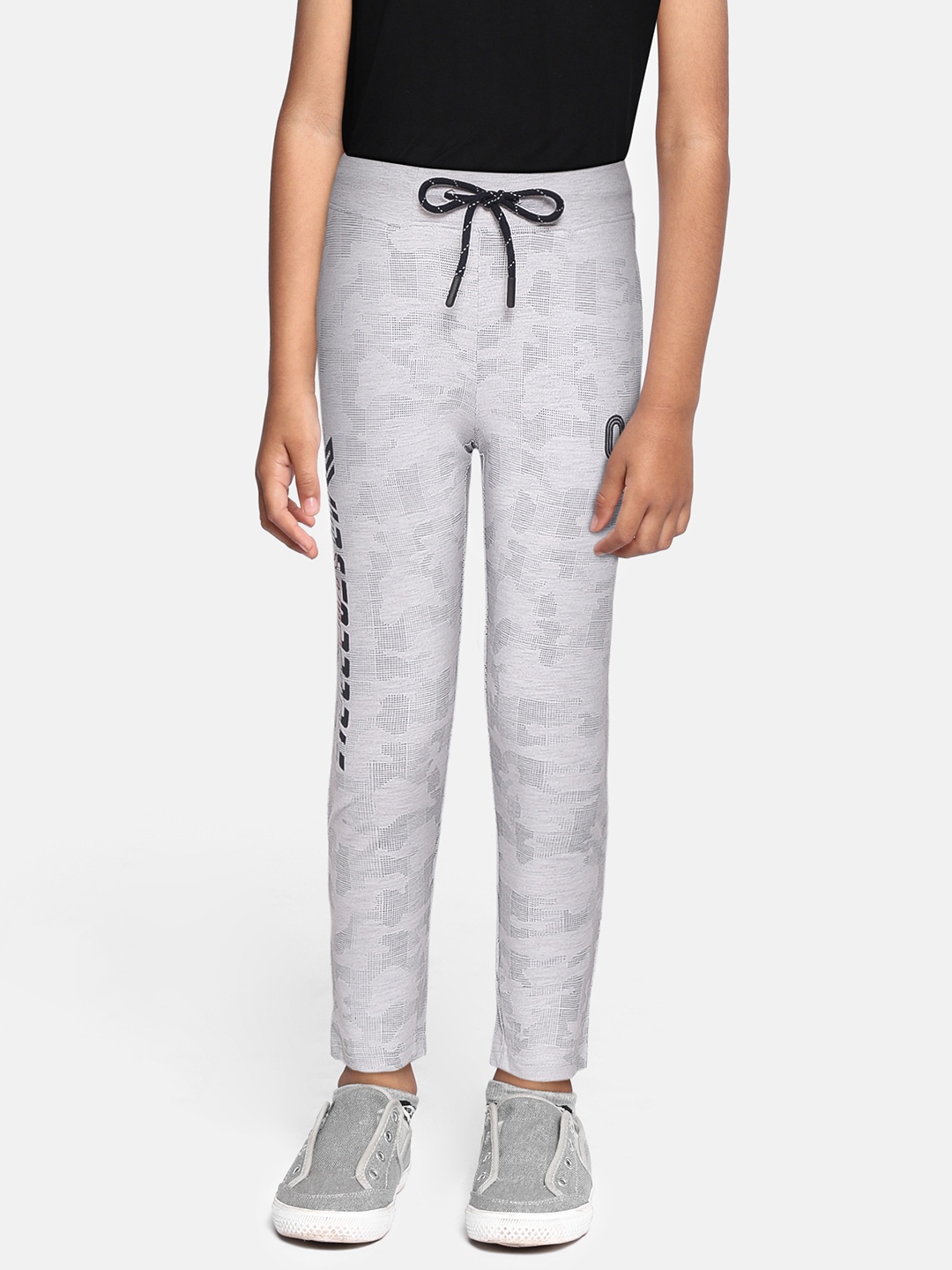 

Monte Carlo Boys White & Black Pure Cotton Abstract Print Track Pants, Grey melange