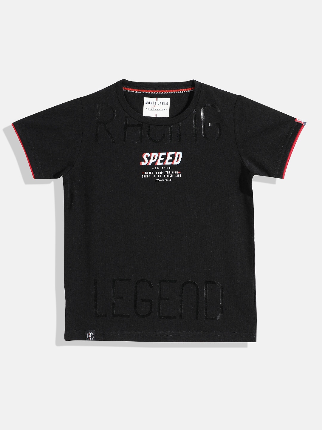 

Monte Carlo Boys Black Typography Printed T-shirt