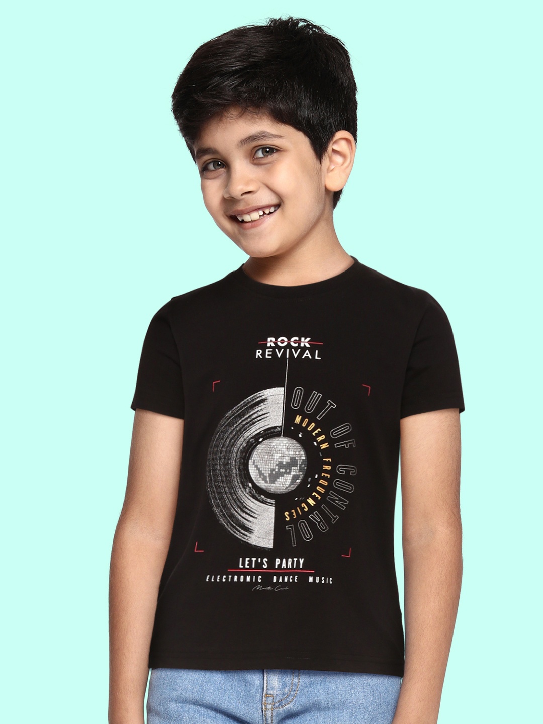 

Monte Carlo Boys Black & Silver Printed T-shirt