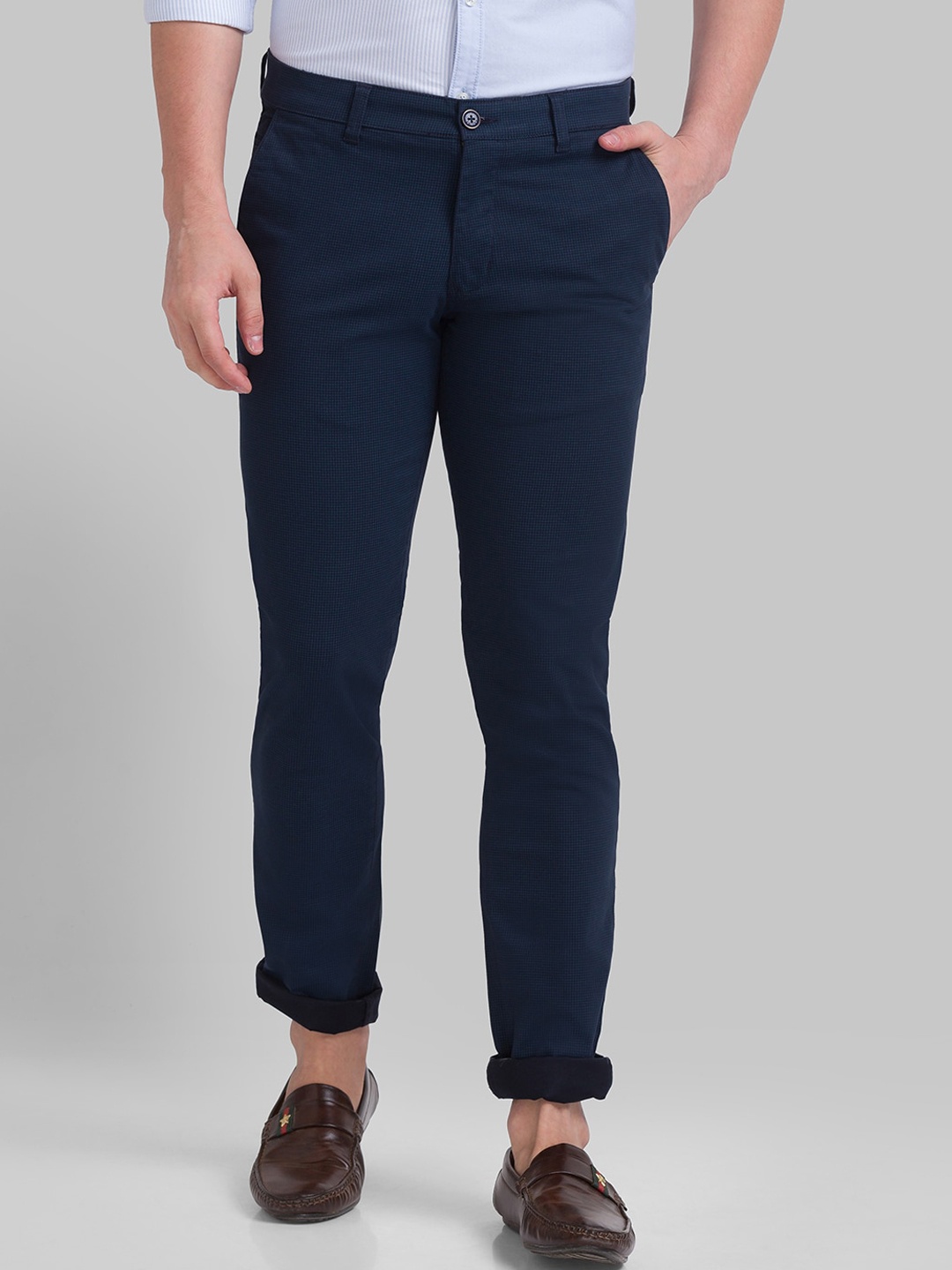 

Parx Men Navy Blue Tapered Fit Trousers