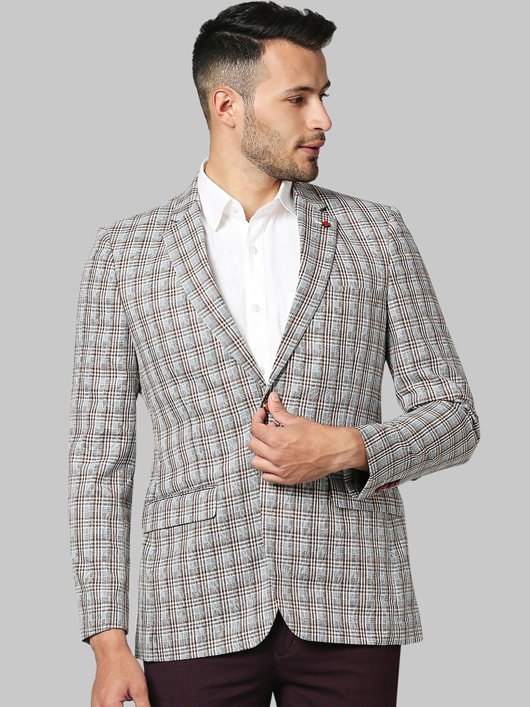 

Raymond Checked Single-Breasted Regular Fit Blazer, Blue