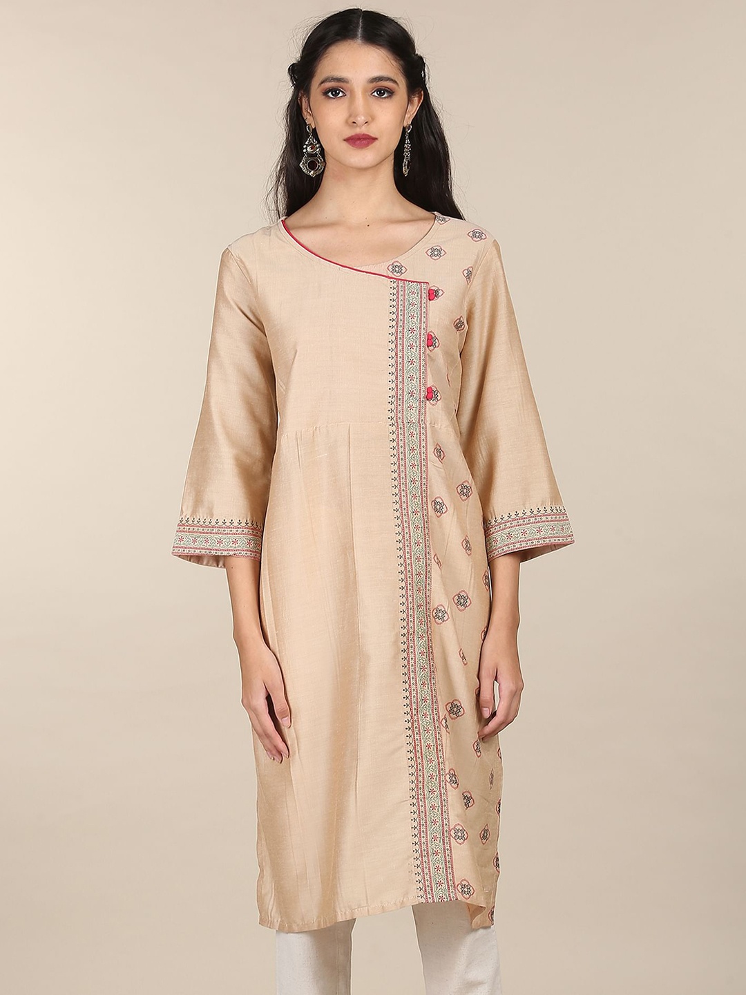 

Karigari Women Beige Floral Kurta