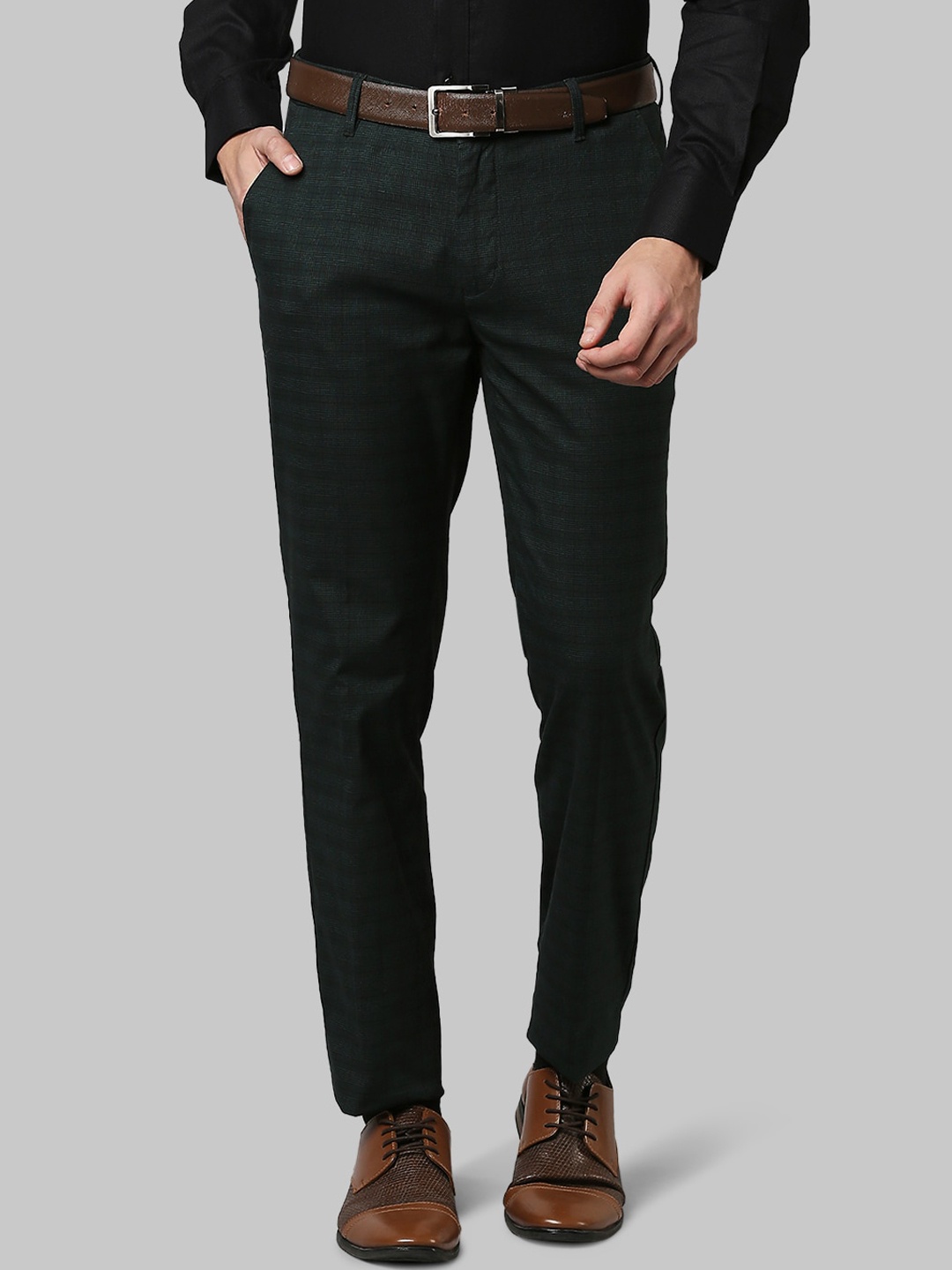 

Raymond Men Green Checked Slim Fit Trousers