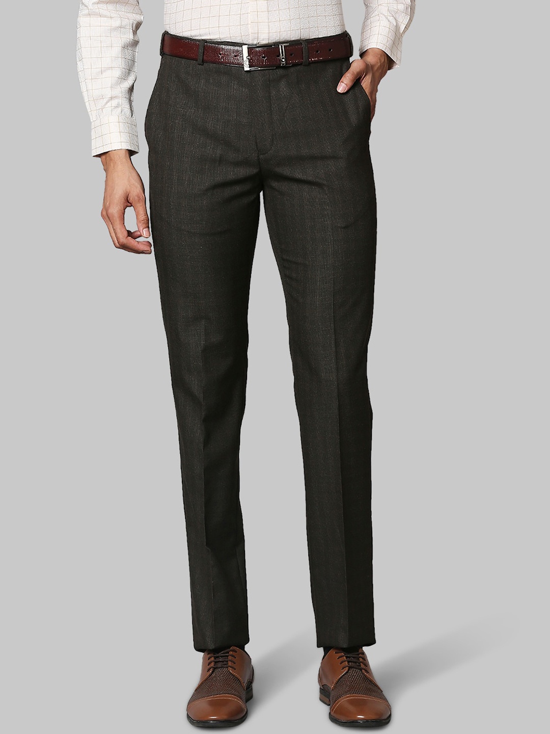 

Raymond Men Brown Checked Formal Trousers