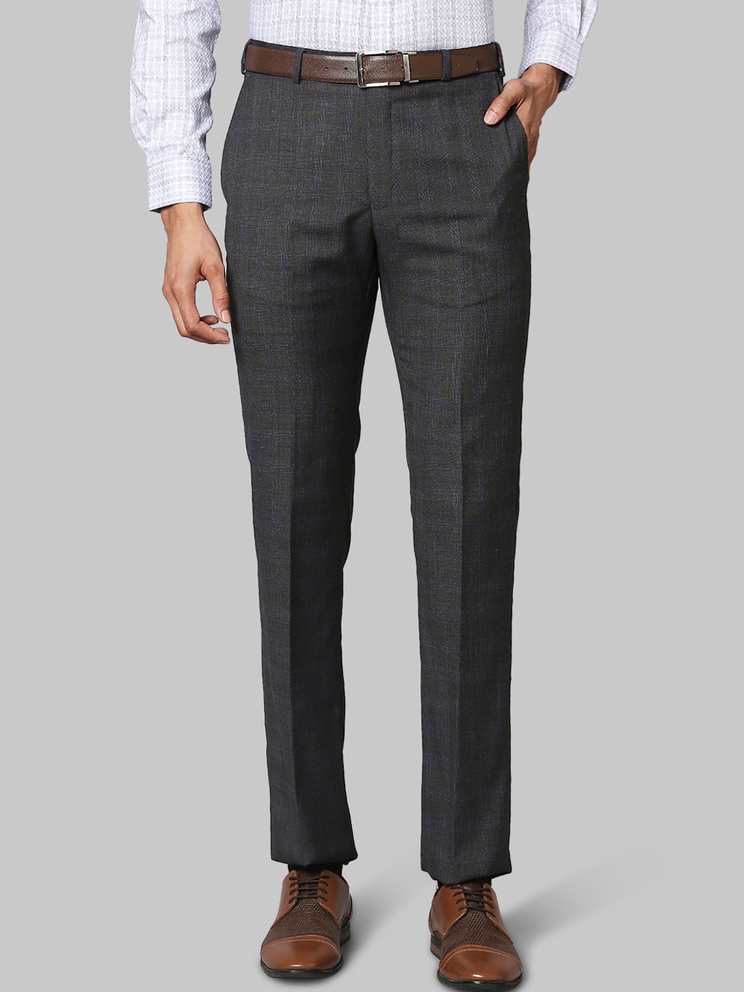 

Raymond Men Grey Checked Formal Trousers