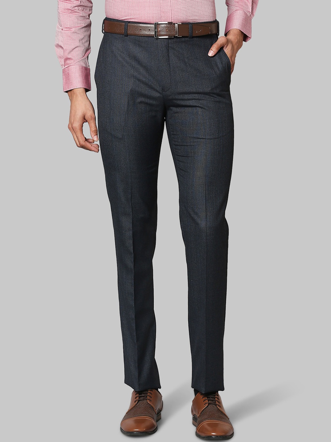 

Raymond Men Blue Checked Trousers