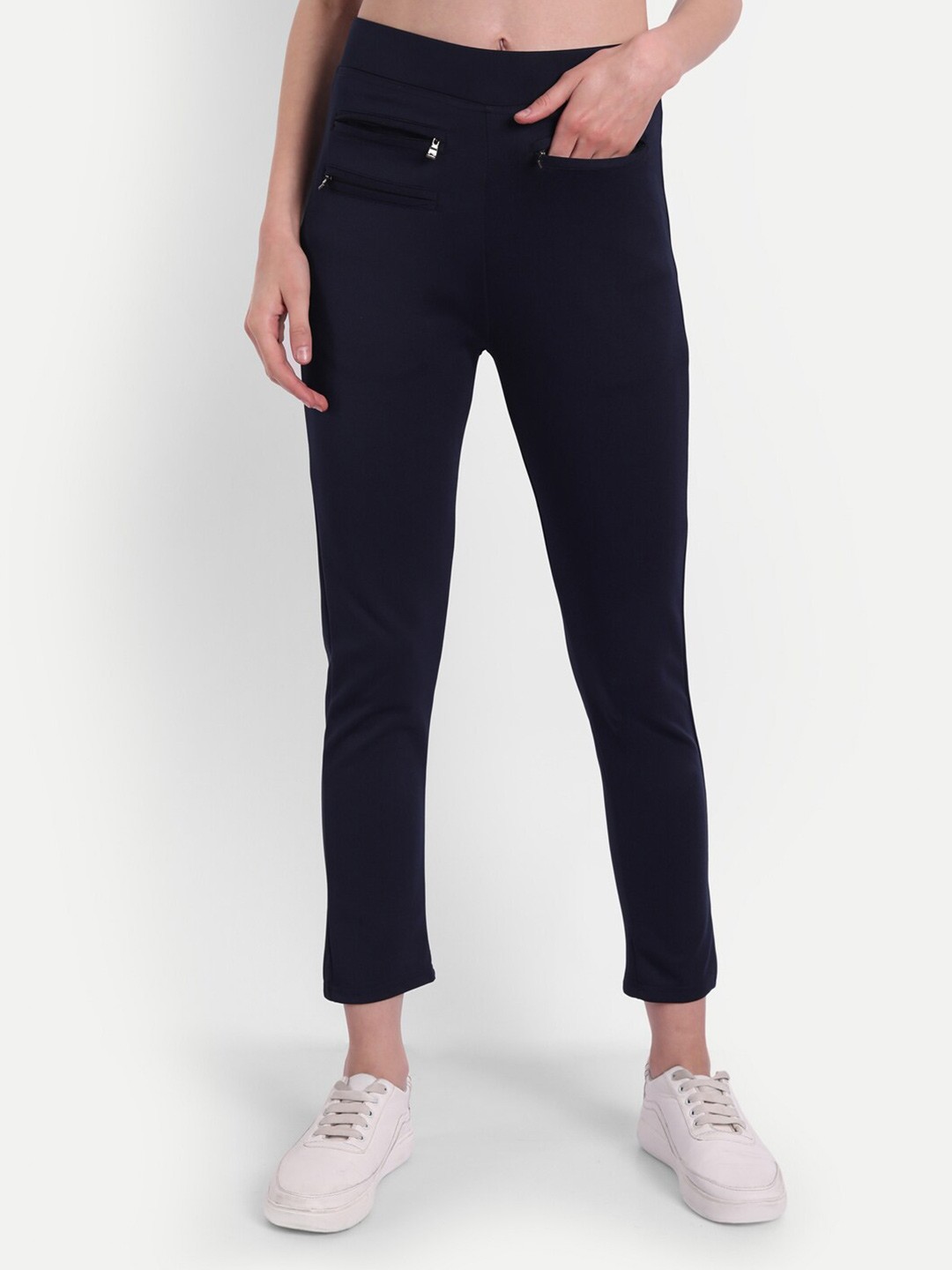 

BROADSTAR Women Navy Blue Solid Skinny-Fit Treggings