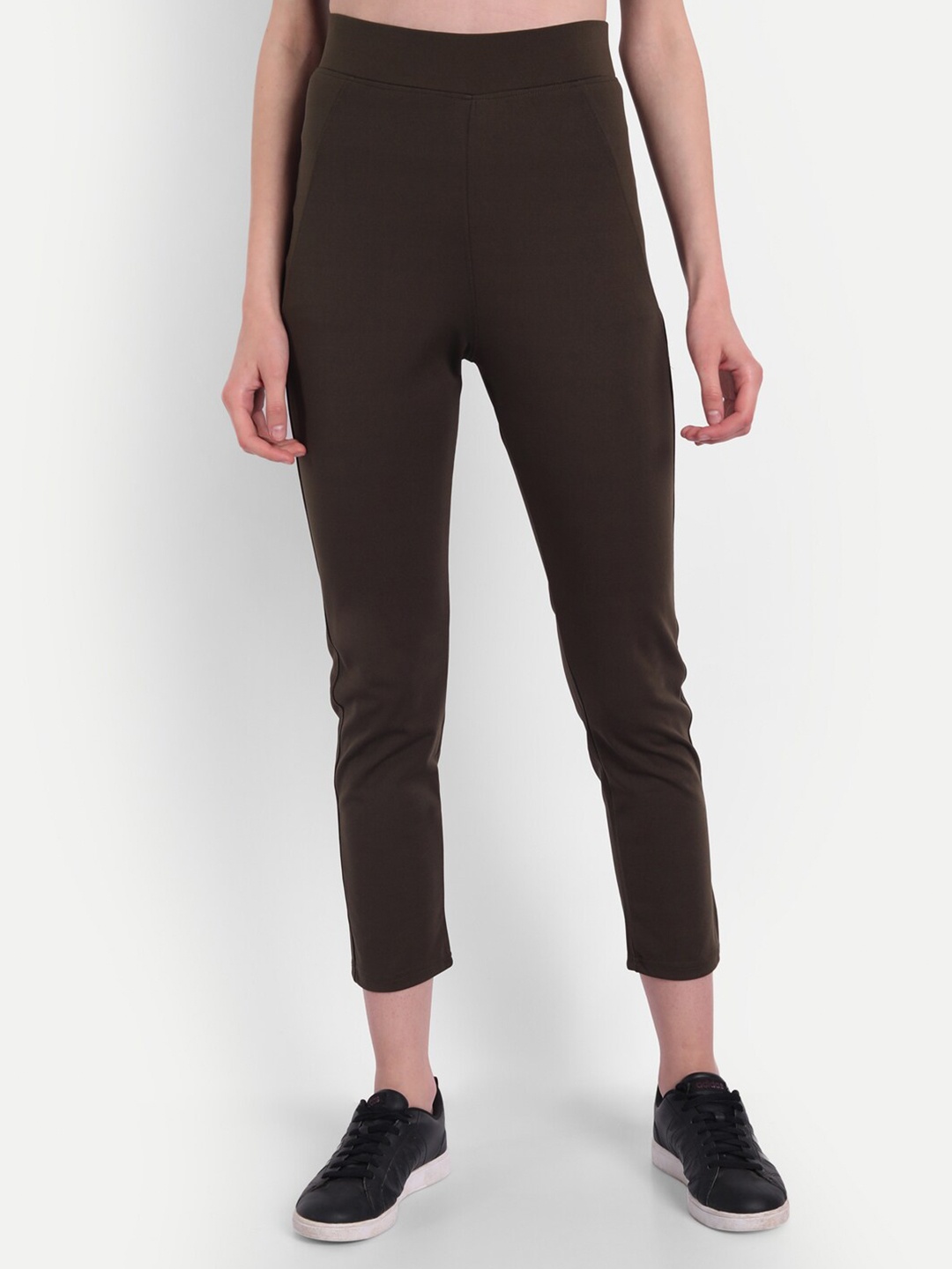 

BROADSTAR Women Olive-Green Solid Skinny Fit Treggings