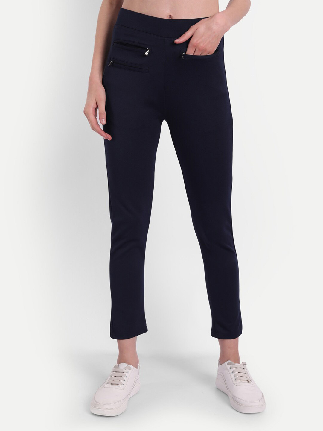 

BROADSTAR Women Navy Blue Solid Skinny-Fit Treggings