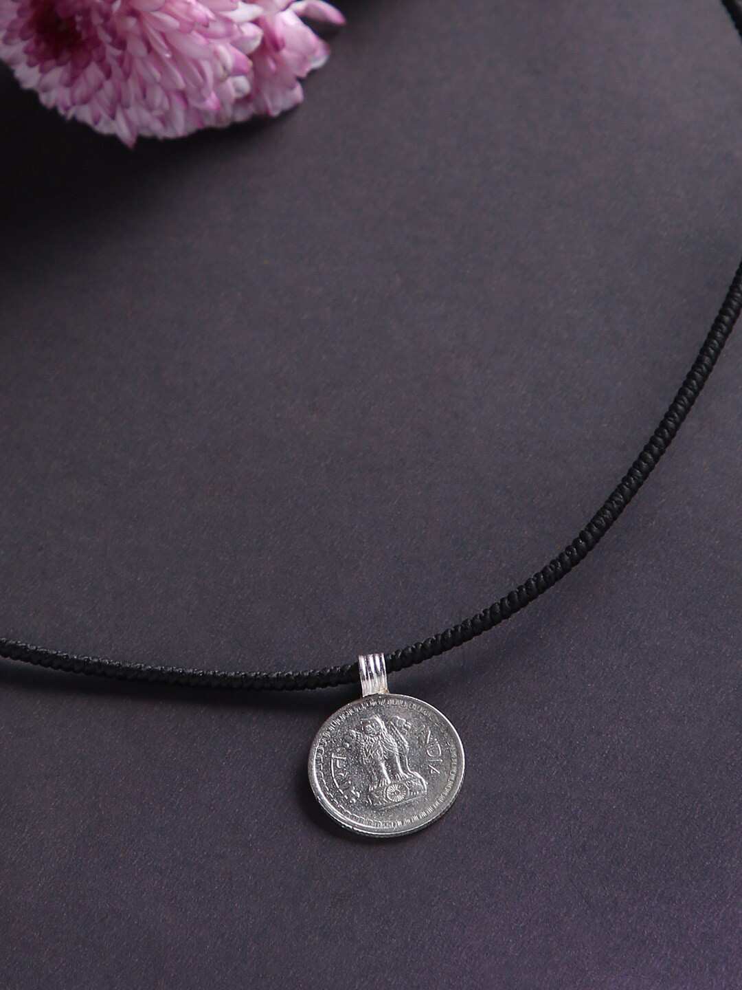 

justpeachy Black & Silver-Plated Oxidised Necklace